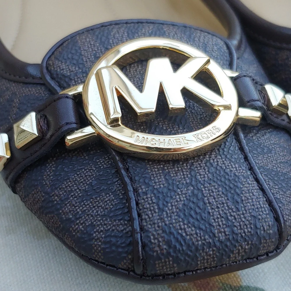 Michael Kors Fulton Studded Mocassin Flats in Brown with MK Logo Women's 7.5 - Picture 5 of 17